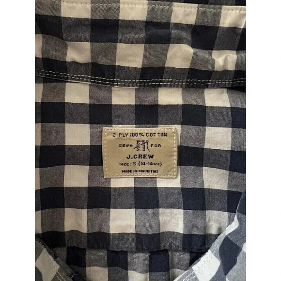 J.Crew Men's Button Down Size S 2 -ply 100% Cotton Color Navy Blue and White - Picture 3 of 4